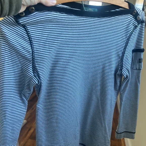 Ralph Lauren Navy White Striped Top S - Picture 2 of 8